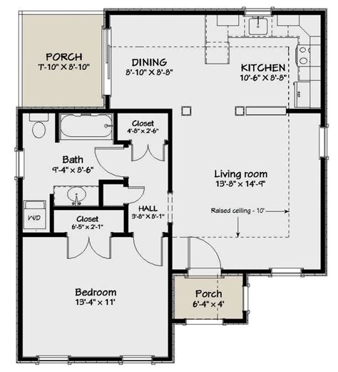 House Plan 1502-00012 - Cottage Plan: 710 Square Feet, 1 Bedroom, 1 Bathroom | Small house floor ...