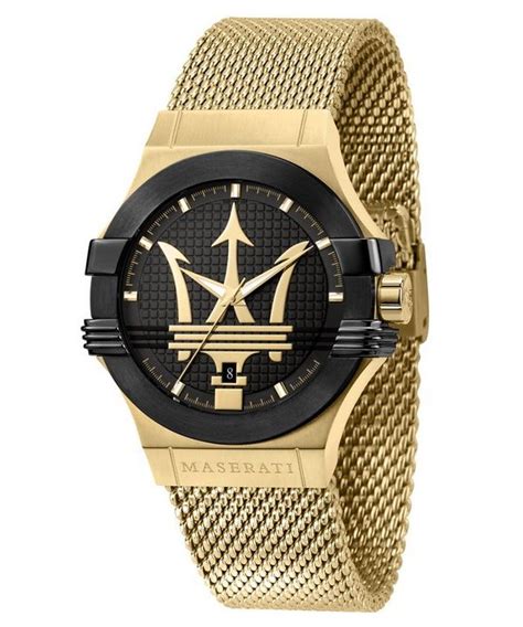 Maserati Potenza Gold Tone Stainless Steel Black Dial Quartz