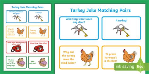 Turkey Joke Matching Pairs Professor Feito Twinkl