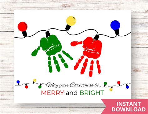 Handprint Christmas Lights Printable Merry And Bright Handprint Art