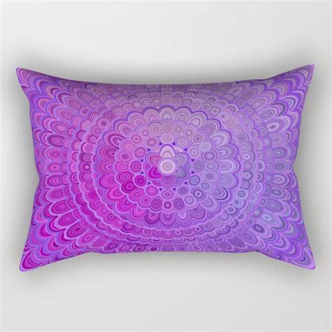 A Purple And Pink Pillow With An Abstract Design In The Center Rectangular Pillow Cover Is Shown