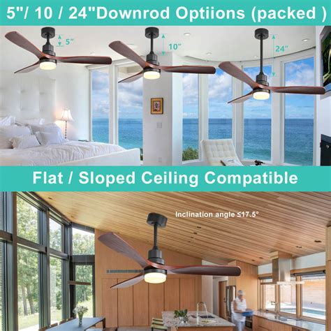 52 Inch Ceiling Fan With Light Dc Motor Wood Blades Walnut Sofucor