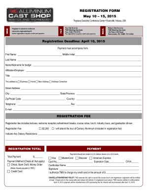 Fillable Online Tms REGISTRATION FORM May 10 15 2015 Fax Email Print