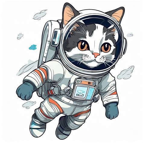 Anime Un Lindo Gato En Uniforme De Astronauta En Un Fondo Blanco