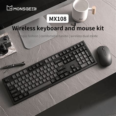 Monsgeek Mx108 1 Combo De Teclado Y Ratón Inalámbrico En Negro Y Plata