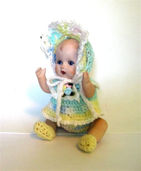 Sweet Porcelain Baby Doll Dressed In A Crocheted Etsy Baby Dolls