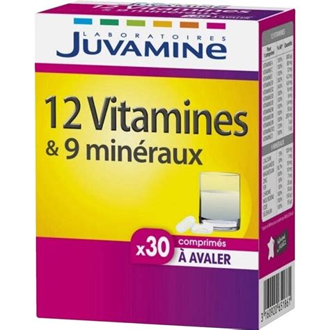 Juvamine 12 Vitamines 9 Minéraux 30 comprimés