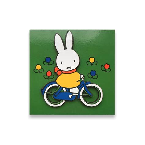 miffy riding bike (wood) magnet | only at miffytown