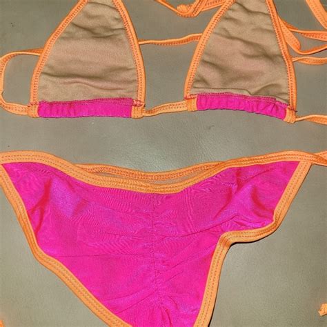 Cloris Murphy Swim Hooters Orange Plum Tritop Scrunchy Butt Bikini