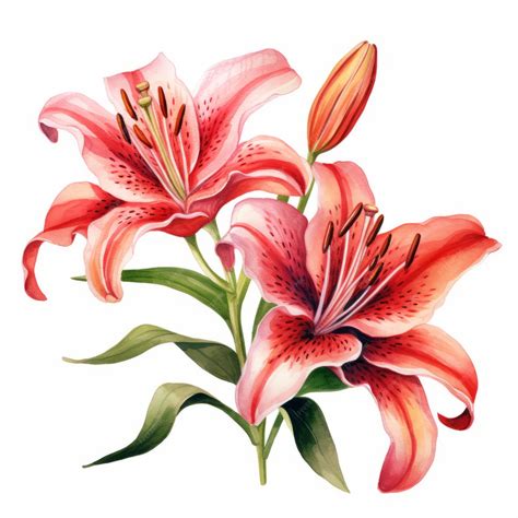 Premium Photo Watercolor Lily Clipart Realistic Vector Illustration Of Light Red And Pink Lilies