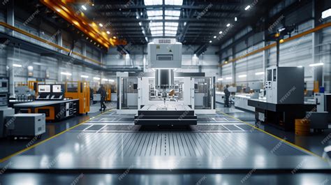 Premium Photo | A wideangle view of a highprecision CNC machine tool in a modern manufacturing ...