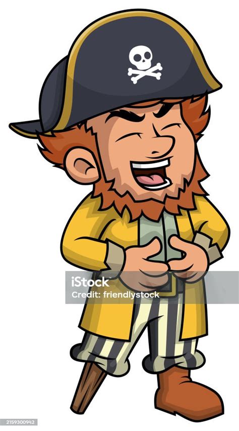 Happy Pirate Laughing Hard Cartoon Illustration Stock Illustration