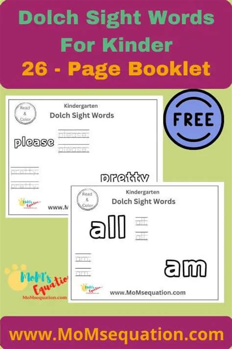 Trace And Color Dolch Sight Words List For Kindergarten 52 Sight Words