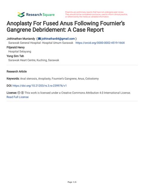 Pdf Anoplasty For Fused Anus Following Fournier’s Gangrene Debridement A Case Report