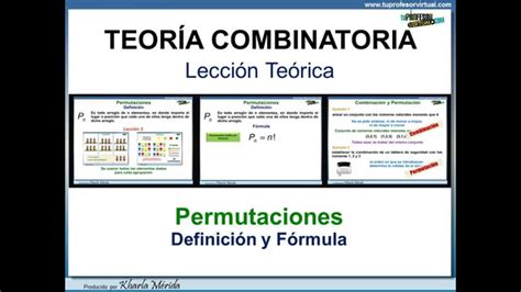 TEORÍA COMBINATORIA Permutaciones Definición y Fórmula YouTube