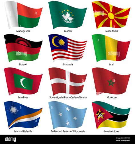 Set Flags Of World Sovereign States Vector Illustration Stock Photo