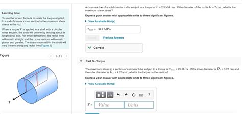 Solved A Cross Section Of A Solid Circular Rod Is Subject To Chegg