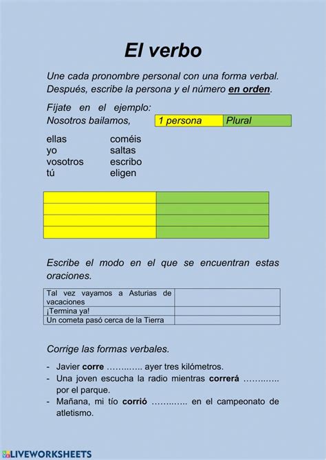 El Verbo Online Exercise For Quinto Primaria Artofit