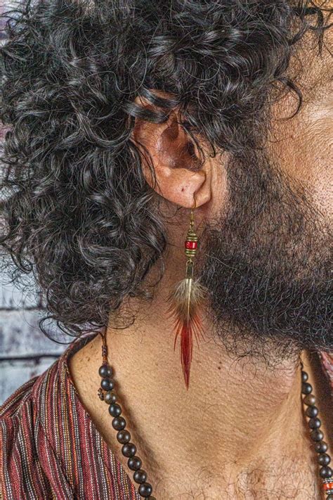 Mens Boho Feather Earring Dangle Into Nature S Embrace In