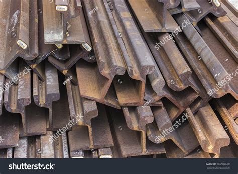 Stack Steel Rusty Rail Profiles Rail Stock Photo 265507670 Shutterstock