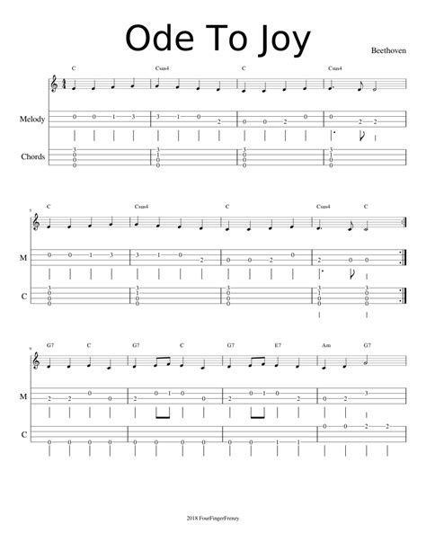 Ode To Joy Sheet Music For Ukulele Mixed Duet