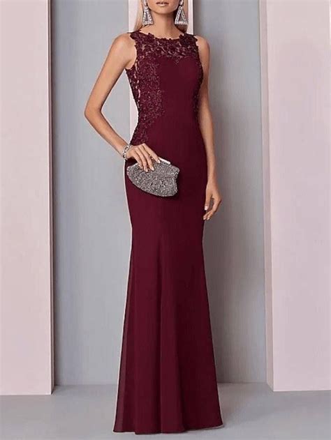 Sheath Column Mother Of The Bride Dress Elegant Jewel Neck Floor