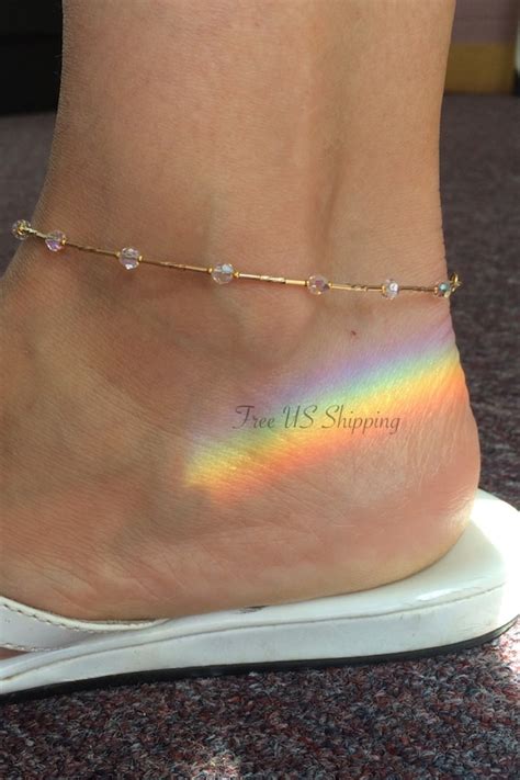 Swarovski Crystal Anklet Gold Filled Beaded Ankle Bracelet Etsy