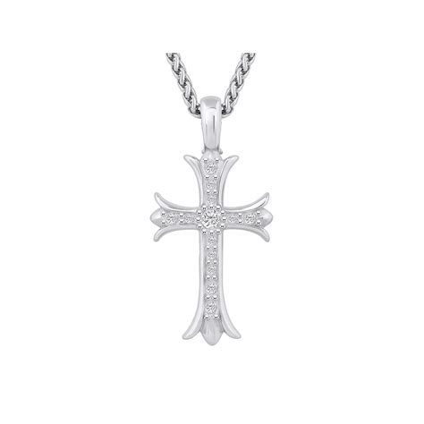 Mens Stainless Steel Cubic Zirconia Cross Pendant Necklace In 2024