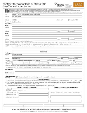 Fillable Online Prop T A Blank Contract For Sale Of Land Or Strata