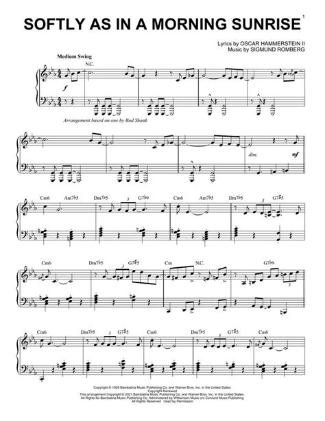 Oscar Hammerstein Ii Softly As In A Morning Sunrise Jazz Version Arr