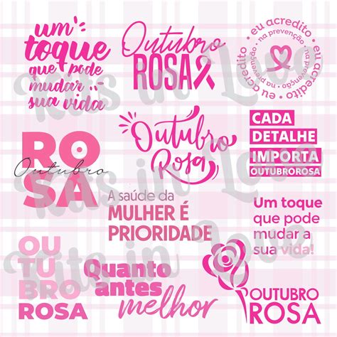 Kit Digital Outubro Rosa Frases Arquivos Corte Brinde