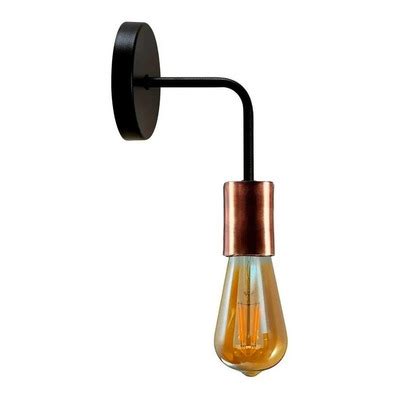 Luz Desing Aplique Vintage Negro Con Cobre Viejo Apto Led Pared Deco