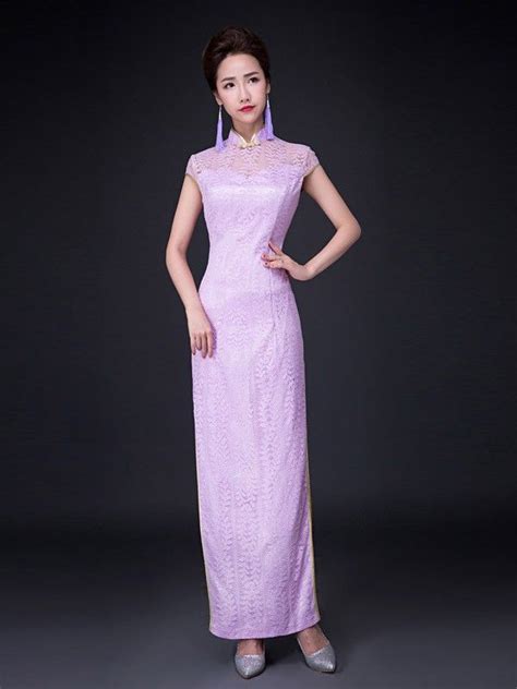 Lace Ankle Length Qipao Cheongsam Prom Dress With Split Dresses Qipao Cheongsam Qipao