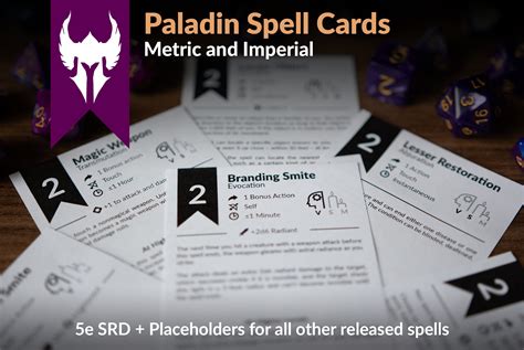 Paladin Spell Cards Including Oaths Metric And Imperial Srd