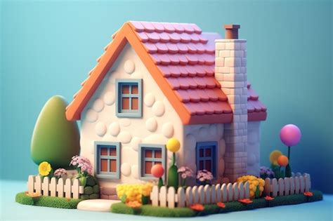 Premium Ai Image Cute House Or Home D Render