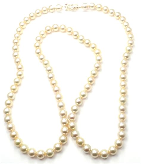 Mikimoto Cultured Akoya Golden Pearl Yellow Gold Necklace At 1stdibs