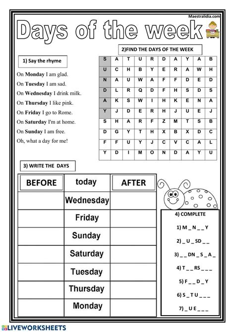 Days Of The Week Worksheets