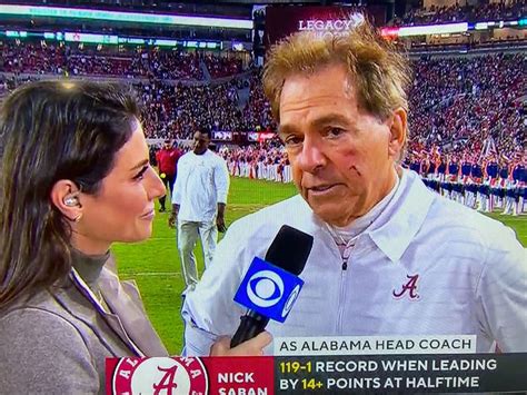 Heres Why Alabamas Nick Saban Is Bleeding From Face During Iron Bowl