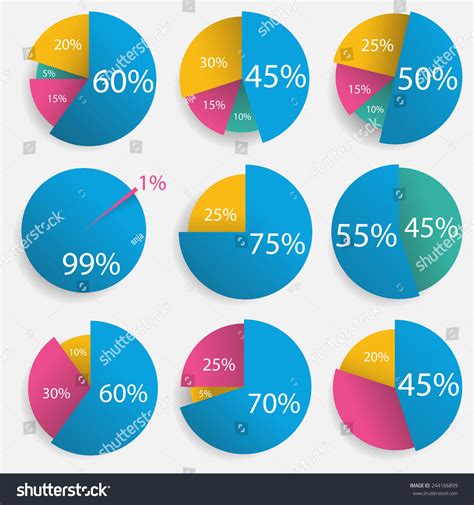 Infographics Colorful Pie Chart Set Vector Eps10 244166899