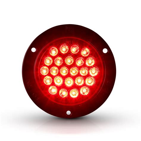 PLAFON REDONDO DE 4 24 LEDS 24V ROJO ARO PLASTICO NEGRO Autopartes