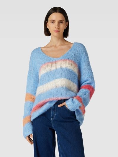 Miss Goodlife Oversized Strickpullover Aus Woll Mix Mit Streifenmuster