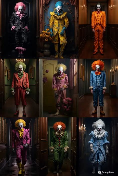 Stylish Photos Of Scary Clowns Midjourney Prompt Promptbase