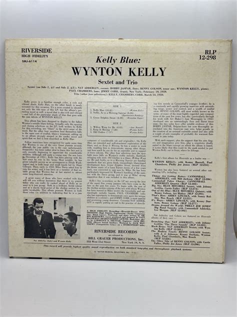 X Kelly Blue Wynton Kelly Sextet Trio Lp Riverside Smj