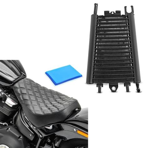 Set Oil Cooler Radiator Blk Zaddox With Solo Seat Gel For Harley