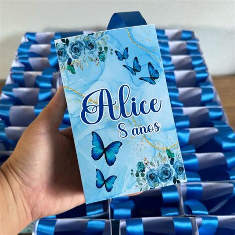 Sacolinha Lembrancinha Personalizada Borboleta Azul Elo