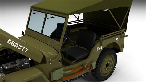 Full W Chassis Jeep Willys Mb Military Top Hdri D Model Cgtrader