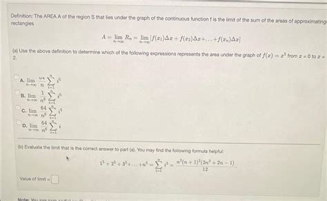 Solved Alimn→∞rnlimn→∞ Fx1Δxfx2Δx⋯fxnΔx A Use