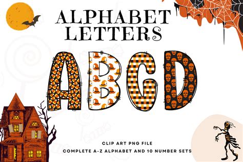 Halloween Doodle Alphabet Letters Set Graphic By Paepaeshop