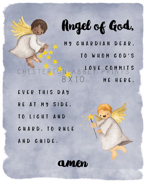 Children's Guardian Angel Prayer Print | Etsy