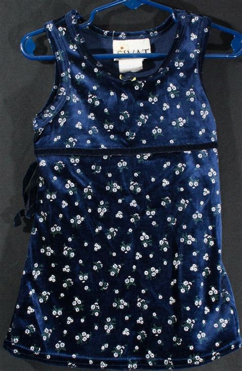 Vintage Dress 1980 S Baby SWAT Velvet Daisies Floral Gem